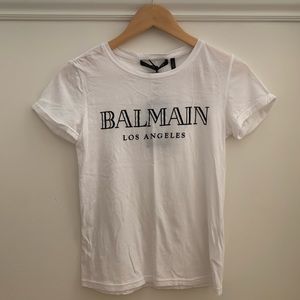 HM x Balmain White Graphic Logo Tee